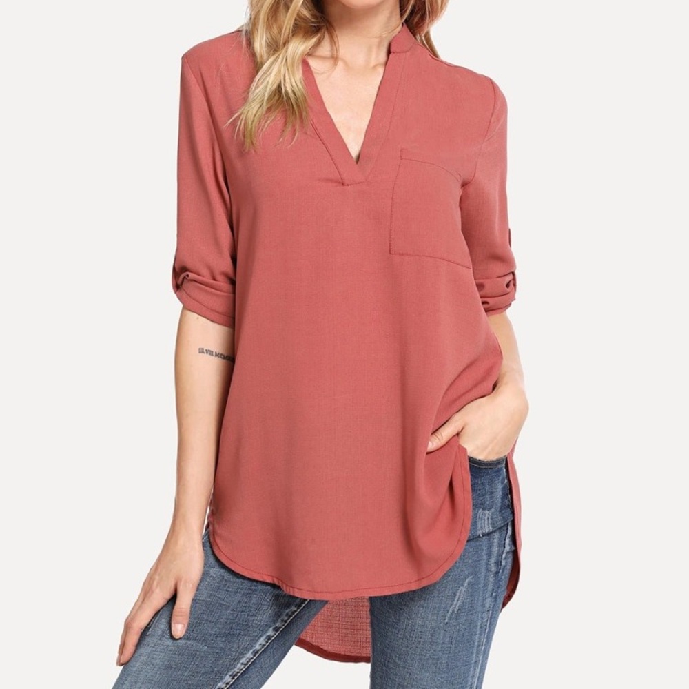 Sheer, comfy mid sleeve shirt